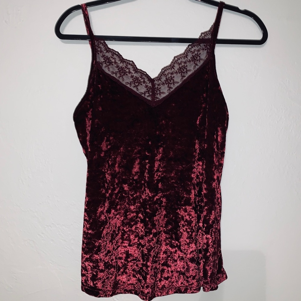 Women’s M Red Velvet Lace Lingerie Cami Blouse